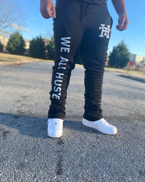 Black We All Hustle Stacked