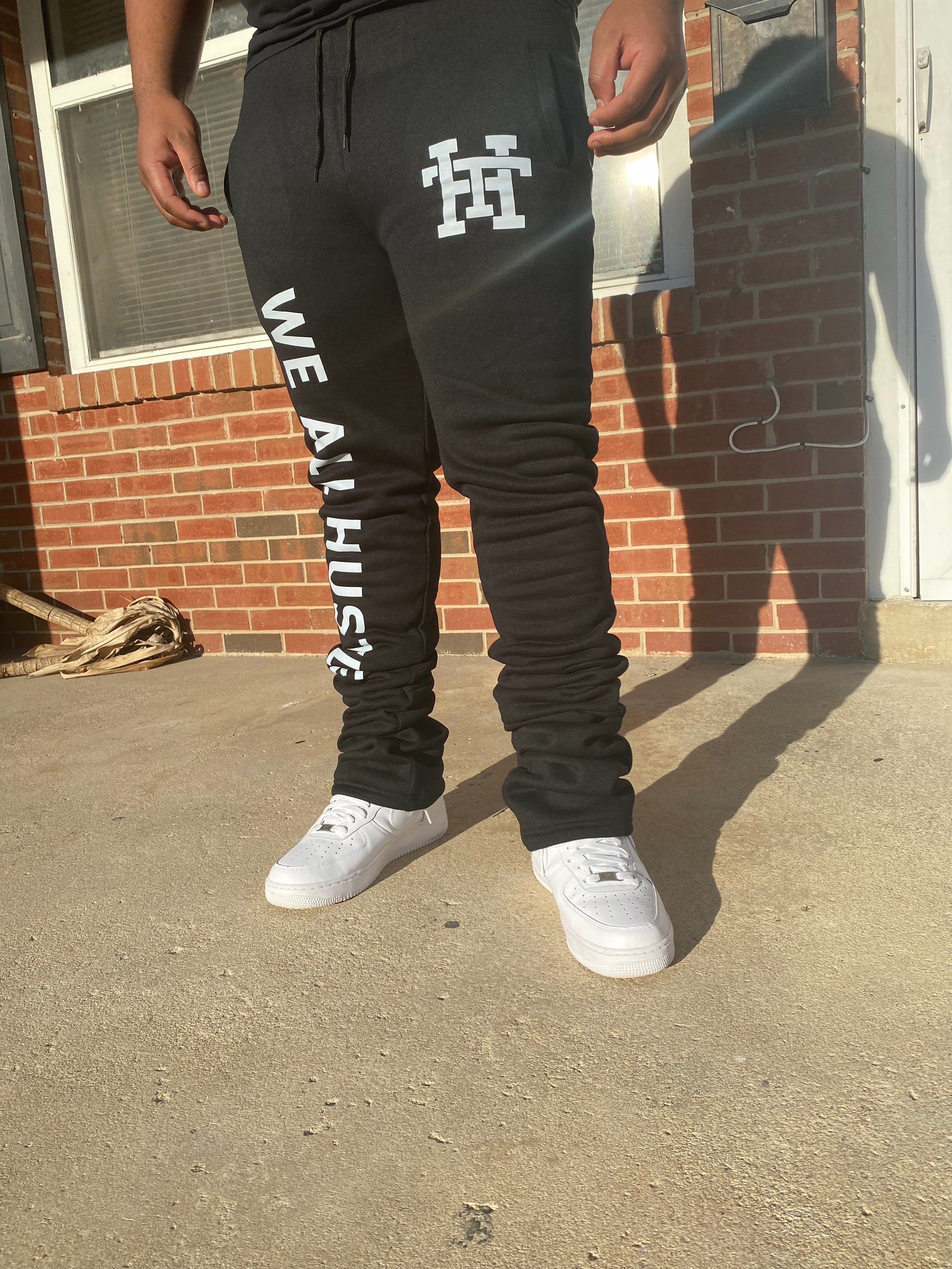 Black We All Hustle Stacked